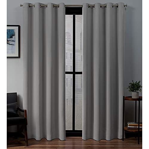 Exklusives Home Satin-Vorhang, gewebt, Raumverdunkelung, mit Ösen, 132,1 x 243,8 cm, Veridian-Grau von Exclusive Home Curtains