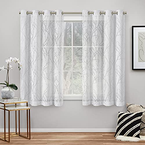 Exclusive Home Edinburgh Sheer Branch Burnout Grommet Top Curtain Panel Pair, 52"x63", White von Exclusive Home Curtains