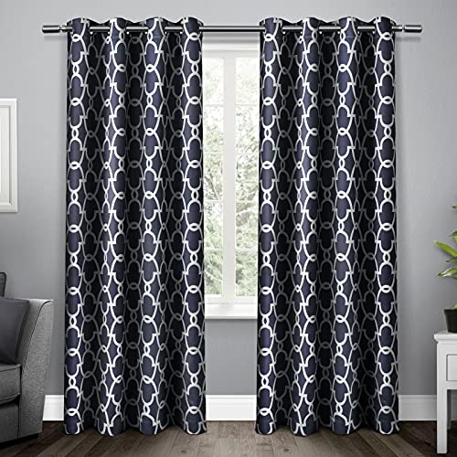 Exclusive Home Gates Verdunklungsvorhang aus gewebtem Satin, Paar (2 Stück), Black Pearl, 52 x 108 cm, Polyester, Peacoat Blue, 52x84 von Exclusive Home Curtains