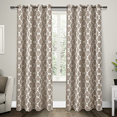 Exclusive Home Gates Verdunklungsvorhang aus gewebtem Satin, Paar (2 Stück), Black Pearl, 52 x 108 cm, Polyester, Taupe, 52x84 von Exclusive Home Curtains