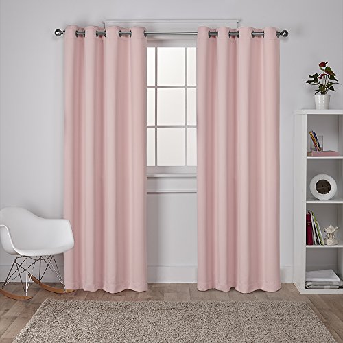 Exclusive Home Isolierte Verdunkelungsvorhänge, Fenster-Paneele mit Ösen Oben, Satin, Köpergewebe (2er-Set), Polyester, Blush, 52x108 von Exclusive Home Curtains