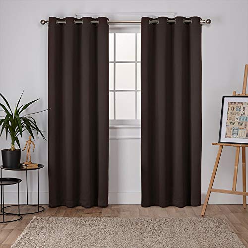 Exclusive Home Isolierte Verdunkelungsvorhänge, Fenster-Paneele mit Ösen Oben, Satin, Köpergewebe (2er-Set), Polyester, Espresso, 52x96 von Exclusive Home