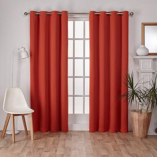 Exclusive Home Isolierte Verdunkelungsvorhänge, Fenster-Paneele mit Ösen Oben, Satin, Köpergewebe (2er-Set), Polyester, Mecca Orange, 52x96 von Exclusive Home Curtains