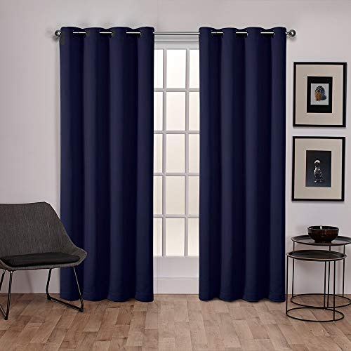 Exclusive Home Isolierte Verdunkelungsvorhänge, Fenster-Paneele mit Ösen Oben, Satin, Köpergewebe (2er-Set), Polyester, Peacoat Blue, 52x108 von Exclusive Home Curtains