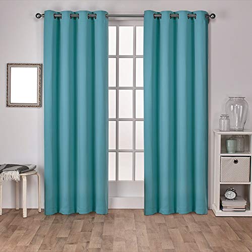 Exclusive Home Isolierte Verdunkelungsvorhänge, Fenster-Paneele mit Ösen Oben, Satin, Köpergewebe (2er-Set), Polyester, blaugrün, 52x96 von Exclusive Home Curtains