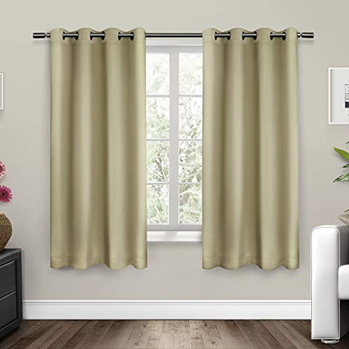Exclusive Home Isolierte Verdunkelungsvorhänge, Fenster-Paneele mit Ösen Oben, Satin, Köpergewebe (2er-Set), Polyester, leinen, 52x63 von Exclusive Home Curtains