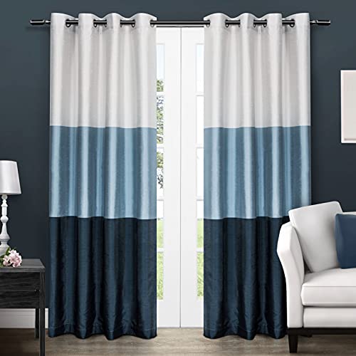 Exklusive Home Chateau-Vorhänge, Kunstseide, gestreift, 137,2 x 213,4 cm, Indigoblau, 1 Paar von Exclusive Home Curtains