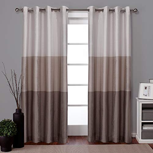 Exclusive Home Curtains Chateau Gestreifter Vorhang aus Kunstseide, mit Ösen, 1 Paar, 1% Polyester, Taupe, 54x84, 2 von Exclusive Home Curtains