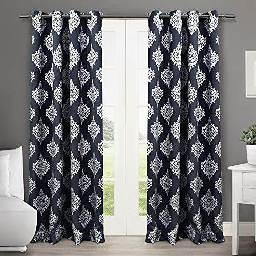 Exclusive Home Curtains Medallion gewebte Verdunkelungsvorhänge mit Ösen, Pfauenblau, 132 x 213 cm, 2 Stück von Exclusive Home Curtains