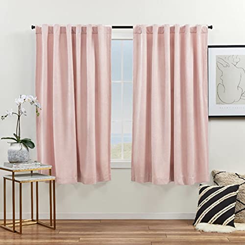 Exclusive Home Vorhang, Samt, schwer, lichtfilterend, versteckte Schlaufen, 132 x 160 cm, Blush von Exclusive Home Curtains