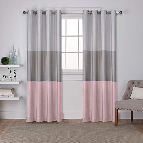 Exklusive Home-Vorhänge - EH7970-06 2-96G Chateau, gestreifter Kunstseide-Ösenvorhang, 137 x 248 cm, Rot (Blush), 2 Stück von Exclusive Home Curtains