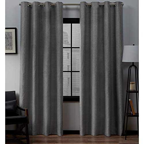 Exklusive Grommet Top Leinen-Fenstervorhänge, Polyester, Black Pearl, 108" Length von Exclusive Home Curtains