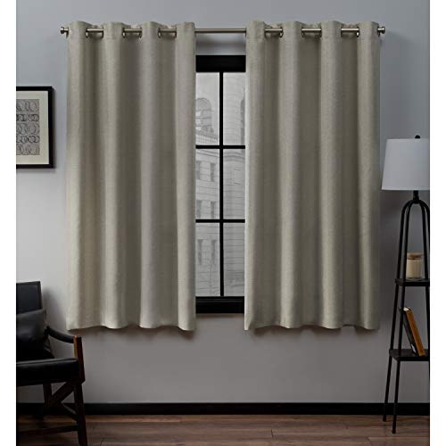 Exklusive Grommet Top Leinen-Fenstervorhänge, Polyester, Natur, 63" Length von Exclusive Home Curtains