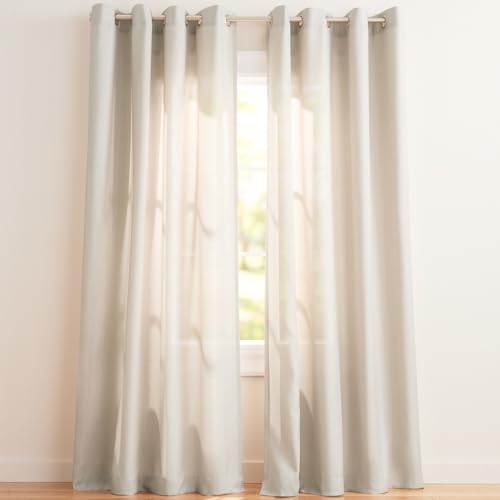 Exclusive Home Linen Grommet Top Curtain Panel Pair, Polyester, Natural, 96" Length von Exclusive Home