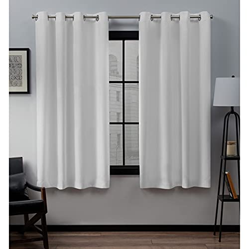 Exklusive Grommet Top Leinen-Fenstervorhänge, Polyester, Winter-Weiß, 63" Length von Exclusive Home Curtains