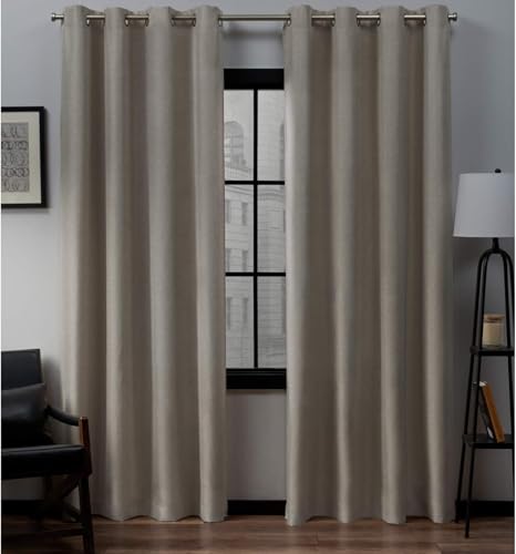 Exklusive Grommet Top Leinen-Fenstervorhänge, Polyester, beige, 96" Length von Exclusive Home Curtains