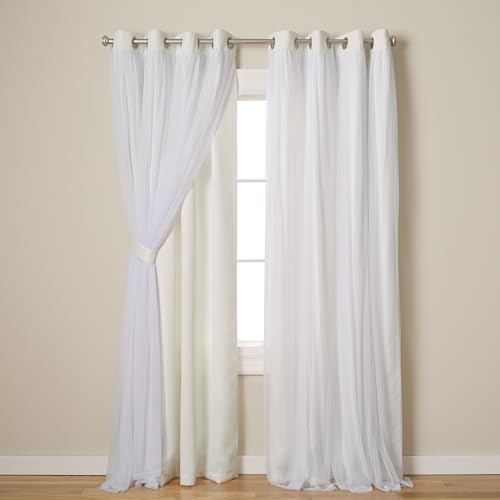 Exklusive Home Curtains Catarina Vorhänge, mehrlagig, massiver Verdunkelungsvorhang und durchscheinender Fenstervorhang mit Tülloberfläche 52x84 vanille von Exclusive Home Curtains