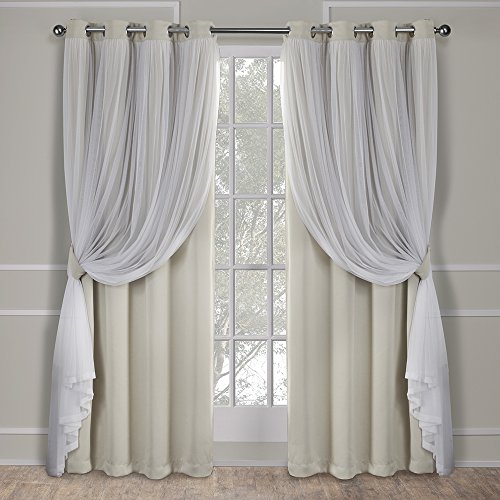 TOWN & COUNTRY LUXE Exklusive Home Curtains Catarina Vorhänge, mehrlagig, massiver Verdunkelungsvorhang und durchscheinender Fenstervorhang mit Tülloberfläche 52x96 Sand von TOWN & COUNTRY LUXE