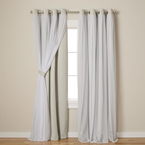 Exklusive Home Curtains Catarina Vorhänge, mehrlagig, massiver Verdunkelungsvorhang und durchscheinender Fenstervorhang mit Tülloberfläche 52x96 Wolkengrau von Exclusive Home Curtains