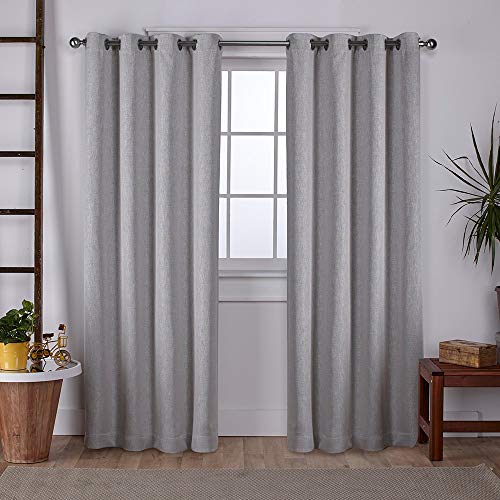 Exklusives Home Vesta Vorhang mit Ösen, schwer, strukturiert, Leinen, 132 x 274 cm, silberfarben von Exclusive Home Curtains