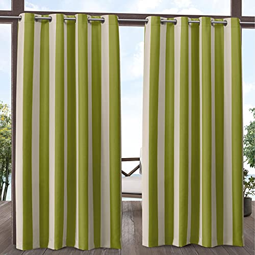 Exclusive Home Canopy Stripe Ösenvorhang für drinnen und draußen, Polyester, Kiwi/Sand, 54" W x 108" L (Pack of 1), 2 von Exclusive Home