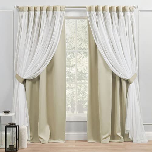 Exclusive Home Catarina HT Vorhangpaneele, einfarbig, verdunkelnd, versteckte Schlaufen/Stangentaschen, 132 x 244 cm, Sandfarben von Exclusive Home Curtains