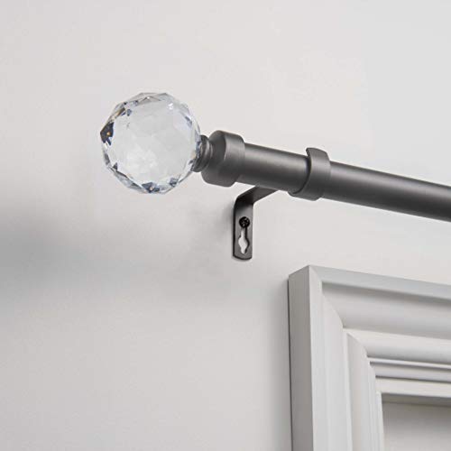 Exclusive Home Curtains Crystal Ball 1" Curtain Rod and Finial Set, 36"-72", Gunmetal von Exclusive Home