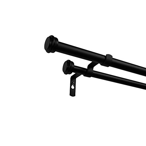 Exclusive Home Curtains Topper Double Curtain Rod and Finial Set, 36"-72", Matte Black von Exclusive Home