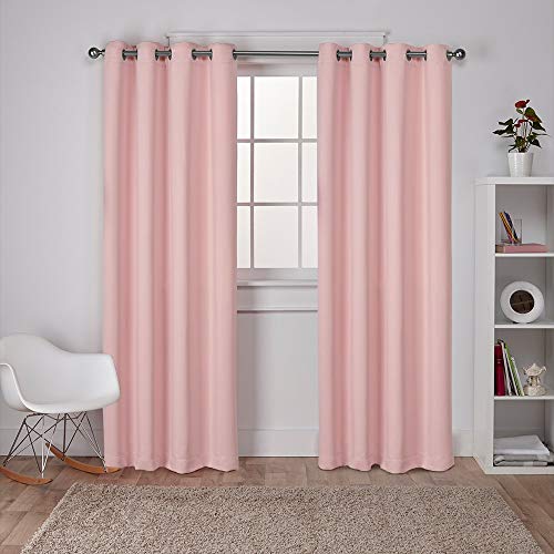 Exclusive Home Isolierte Verdunkelungsvorhänge, Fenster-Paneele mit Ösen Oben, Satin, Köpergewebe (2er-Set), Polyester, Blush, 52x84 von Exclusive Home