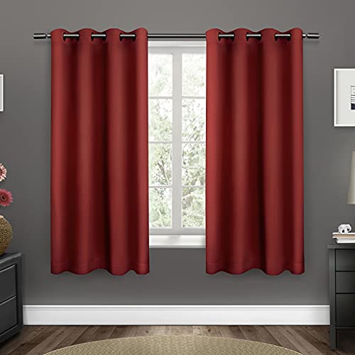 Exclusive Home Isolierte Verdunkelungsvorhänge, Fenster-Paneele mit Ösen Oben, Satin, Köpergewebe (2er-Set), Polyester, Chili, 52x63 von Exclusive Home