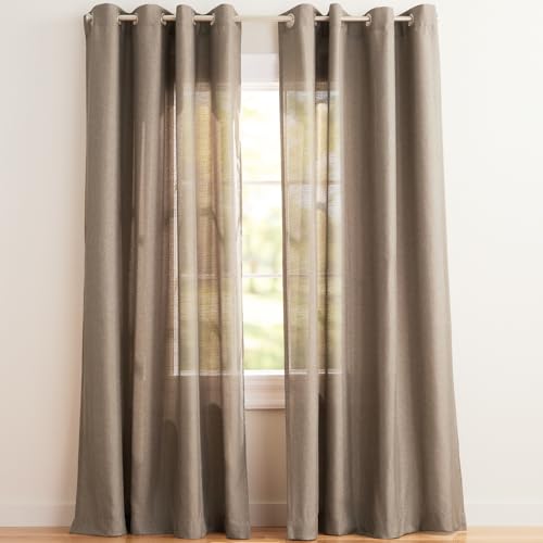 Exklusive Grommet Top Leinen-Fenstervorhänge, Polyester, Café, 84" Length von Exclusive Home