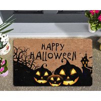 Happy Halloween Türmatte Lustige Halloweenmatte Willkommensmatte Dekor Haustürmatte Gummi Eingangsmatte Wasserdicht von Exclusiveculture