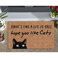 „Hope You Like Cats"-Fußmatte, Katzen-Willkommensmatte, Große Eingangsmatte Für Den Innenbereich, Gummi-Vordertürmatte, Eingangsteppich Im von Exclusiveculture