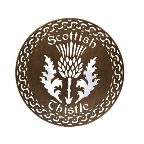 Ausschließlich Schottische Distel in Runder Form zum Aufhängen an der Wand, Antikes Messing von Exclusively Irish