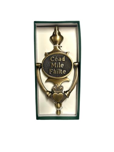 Exclusively Irish Cead Mile Failte Oval - Claddagh Türklopfer, Antikes Messing Exclusively Irish Cead Mile Failte Oval - Claddagh Türklopfer, Antikes Messing von Exclusively Irish