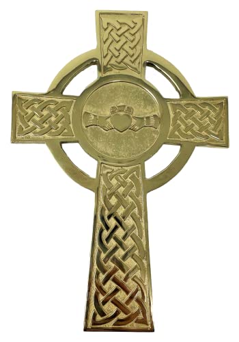 Exclusively Irish Claddagh-Kreuz Wandbehang Dekor irisches keltisches Kreuz Geschenk für Zuhause, Hochzeit (Messing, 12,7 x 19,6 x 0,8 cm) von Exclusively Irish