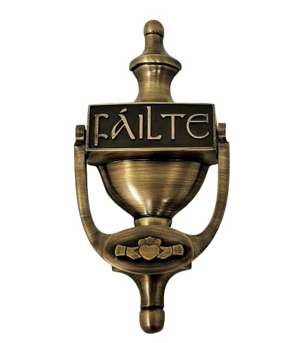 Exklusiv irischer Claddagh-Türklopfer für die Vordertür, Mile Failte Messingklopfer, 20,3 cm, Willkommen in Irland (Failte Claddagh) von Exclusively Irish