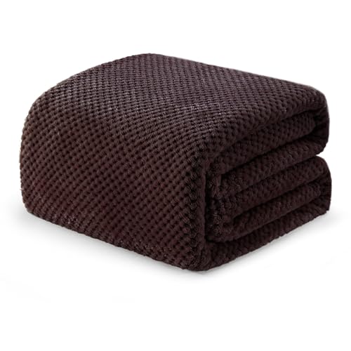 Exclusivo Mezcla Decke Kuscheldecke Flauschig Fleecedecke Wohndecke mit Waffelmuster, Leichte, Weiche und Warme Sofadecke Bettüberwurf, 220x240 cm Kaffee von Exclusivo Mezcla