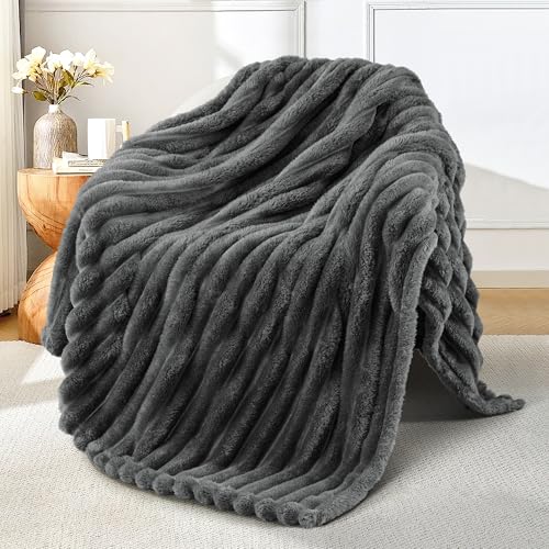 Exclusivo Mezcla Kuscheldecke Flauschig Fleecedecke Flanell Decke, Leichte und Warme Sofadecke Couchdecke für Ganzjahreszeit, 130 x 150 cm Dunkelgrau von Exclusivo Mezcla