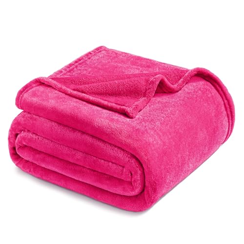 Exclusivo Mezcla Kuscheldecke Fleece Decke für Couch, Superweiche und Warme Sofadecke Wohndecke für Ganzjahreszeit, Plüsch und Leicht, 150 x 200 cm, Hot Pink von Exclusivo Mezcla