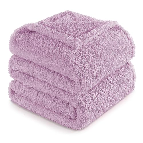 Exclusivo Mezcla Kuscheldecke Fleecedecke für Sofa, Weiche, Warme und Flauschige Decke Sofadecke Wohndecke für Ganzjahreszeit, 230 x 270 cm, Helllila von Exclusivo Mezcla