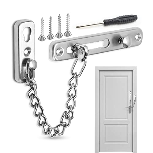 Door Chain Lock, Türkette Sicherheitsschloss, Edelstahl Türkettenschloss für Hotel, Familie, Innentüren, Fenster (silber) von ExeQianming