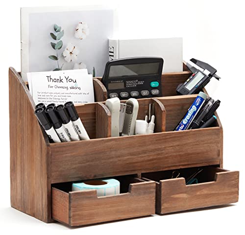 Executive Office Solutions Rustikaler Schreibtisch-Organizer und Postregal aus Holz im Vintage-Stil für Schreibtisch, Tischplatte oder Theke – Used-Look, Holzladenbedarf, Schreibtischzubehör, Post – von Executive Office Solutions