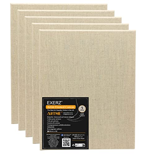 EXERZ 24x30cm Leinwand mit Leinenrahmen, 5 Stück – vorgespannte Leinwand, ca. 320 g/m²/dreifach grundiert/säurefrei/mittlere Körnung/ungebleichtes reines Leinen – Öl- und Acrylmalerei EXERZ 24x30cm Leinwand mit Leinenrahmen, 5 Stück – vorgespannte Leinwand, ca. 320 g/m²/dreifach grundiert/säurefrei/mittlere Körnung/ungebleichtes reines Leinen – Öl- und Acrylmalerei von EXERZ
