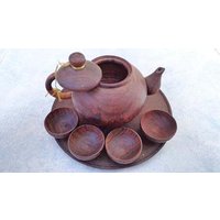 Teekanne Aus Holz Mit Tasse Und Tablett. W109 von Eximha