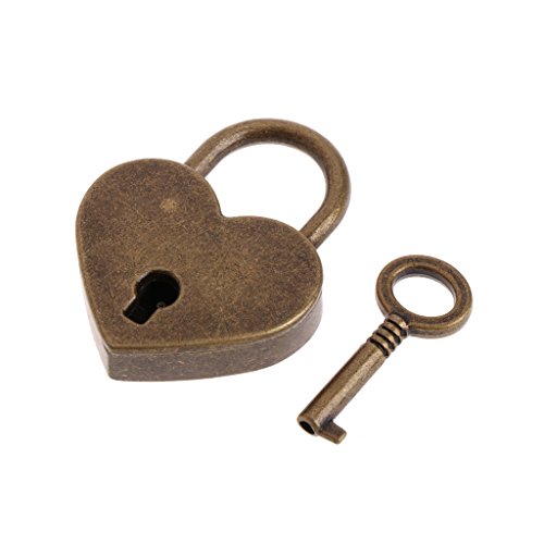 Exing Herzform Vintage Old Antiken Stil Mini Archaize Vorhängeschlösser Schlüsselschloss Mit key-8 Farbe, Metall, 3 × 4 cm (Bronze) von Exing
