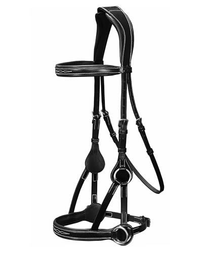 Exion 'Astra' Sidepull Bridle with Rubber Reins (Black, Cob) von ExionPro
