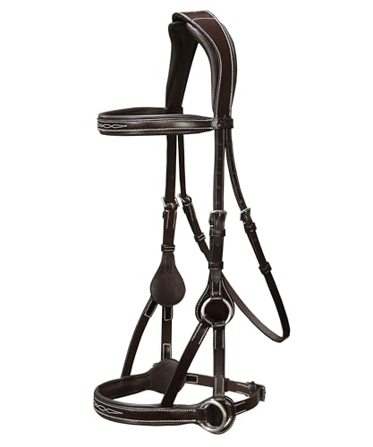 Exion 'Astra' Sidepull Bridle with Rubber Reins (Havana, Over) von ExionPro