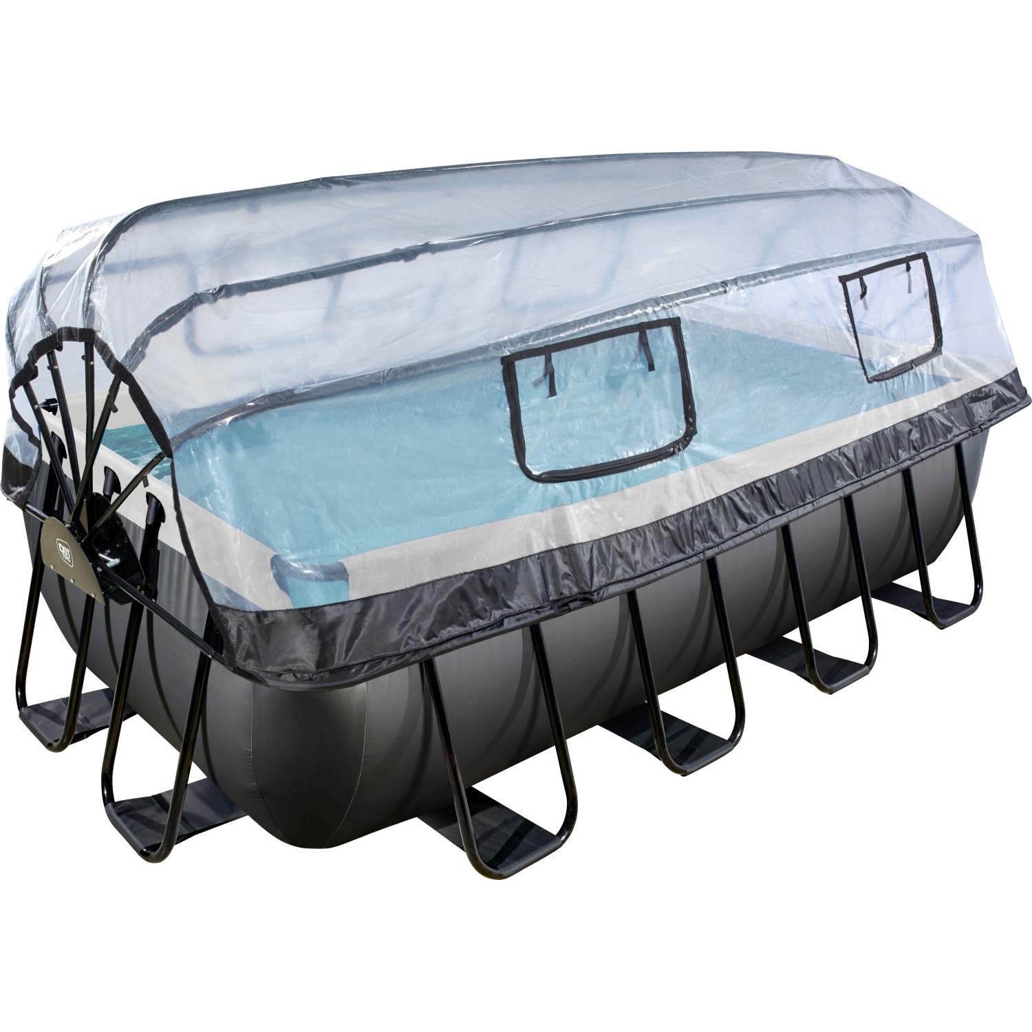 Exit Black Leather Pool Schwarz 400 x 200 x 100 cm m. Sandfilterp. u. Abdeckung von Exit Toys