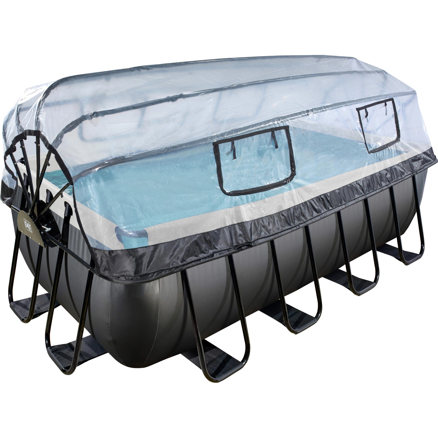 Exit Black Leather Pool Schwarz 400x200x122 cm Sandfilterp., Abdeckung, Wärmep. von Exit Toys